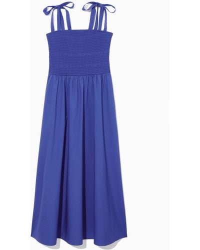 COS Tie-detail Smocked Midi Dress - Purple