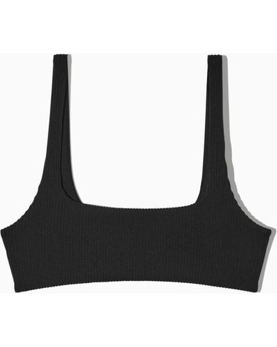 COS Square-neck Ribbed Bikini Top - Black
