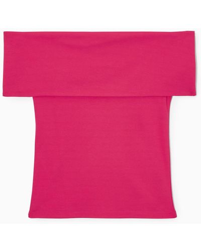 COS Off-the-shoulder Jersey Top - Pink