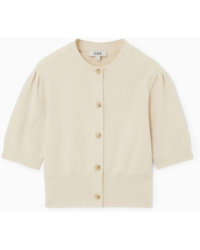 COS Cropped Short-sleeved Cardigan - Natural