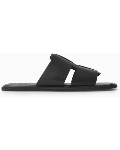 COS Woven Leather Strap Sandals - Black