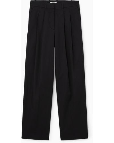 COS Wide-leg Tailored Twill Trousers - Black