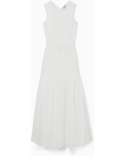 COS Open-back Tiered Midi Dress - White