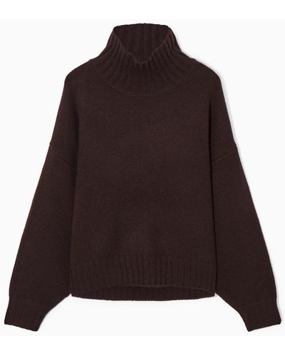 COS Chunky Pure Cashmere Turtleneck Sweater - Brown