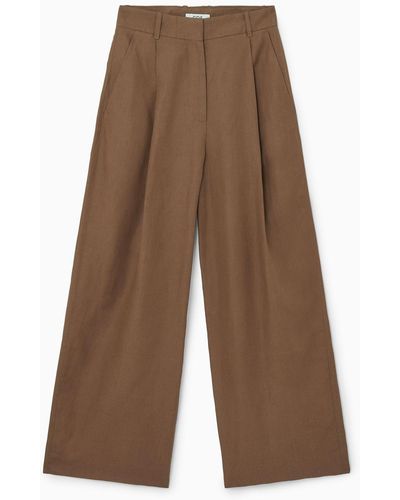 COS Tailored Linen-blend Pants - Brown