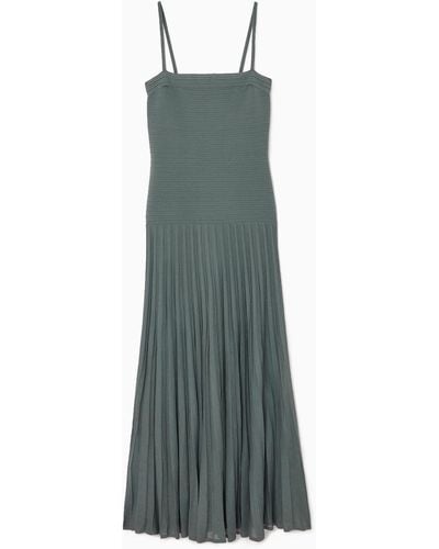 COS Pleated Knitted Maxi Dress - Green