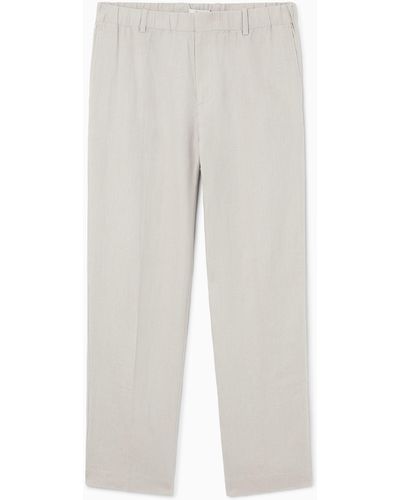 COS Straight-leg Elasticated Linen Trousers - White