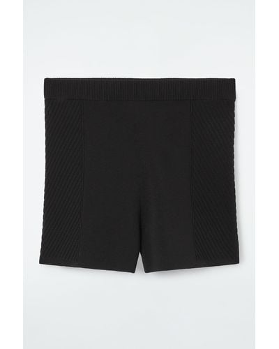 COS Ribbed-knit Shorts - Black