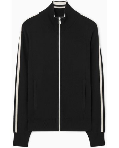 COS Contrast-stripe Knitted Track Jacket - Black