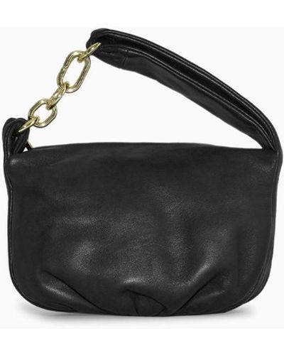 COS Micro Leather Chain Bag - Black