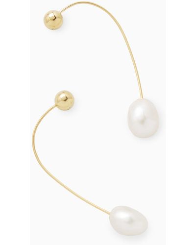 COS Gold Vermeil Freshwater Pearl Drop Earrings - White
