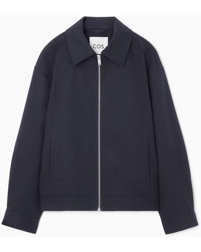 COS Collared Cotton Jacket - Blue