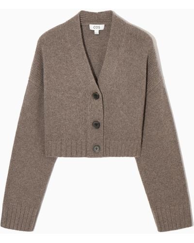COS Chunky Cropped Cashmere-blend Cardigan - Brown