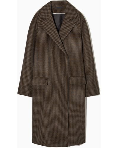 COS Houndstooth Wool-blend Coat - Brown
