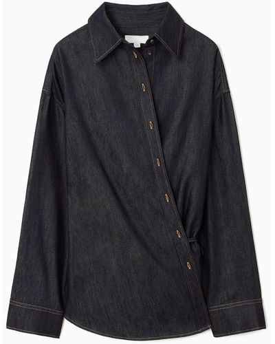 COS Fluid Denim Wrap Shirt - Black