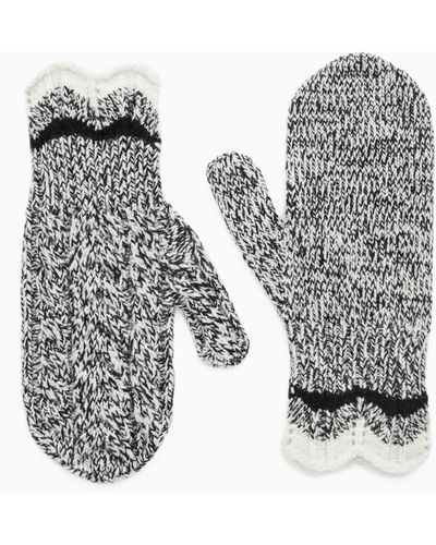 COS Cable-knit Merino Wool Mittens - Black