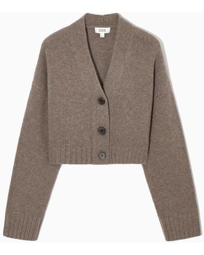 COS Chunky Cropped Cashmere-blend Cardigan - Brown