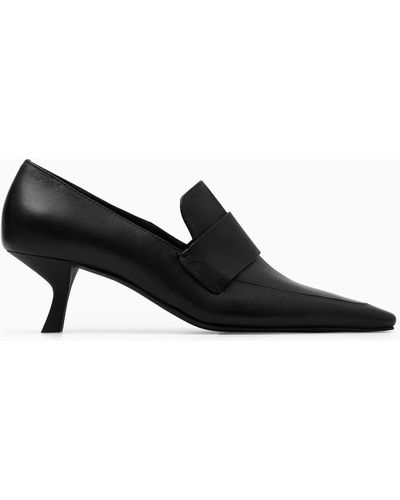 COS Leather Heeled Loafers - Black