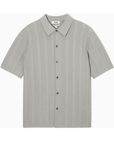 COS Textured Striped Knitted Shirt - Grey