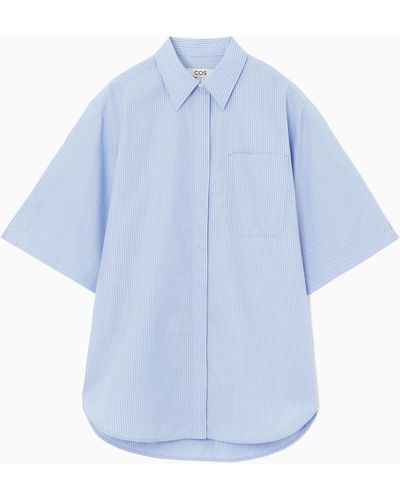 COS Short-sleeved Pinstriped Shirt - Blue