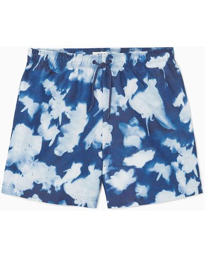 COS Printed Drawstring Swim Shorts - Blue
