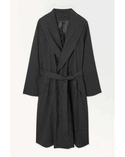 COS The Technical Wool-blend Trench Coat - Black