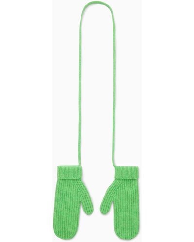 COS Pure Cashmere Mittens - Green