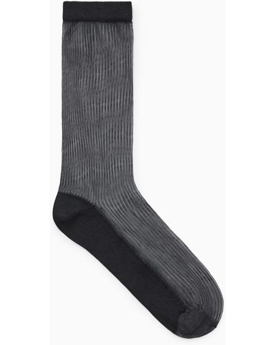 COS Sheer Ribbed Socks - Black