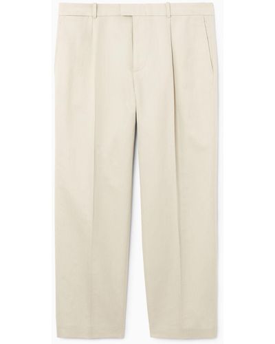 COS Pleated Straight-leg Linen-blend Pants - Natural