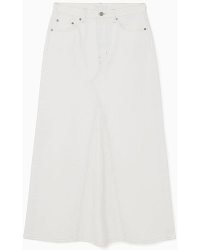 COS Paneled Denim Maxi Skirt - White