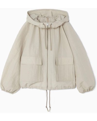 COS Technical Linen-blend Hooded Jacket - Natural