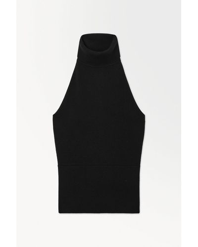 COS The Backless Cashmere Top - Black