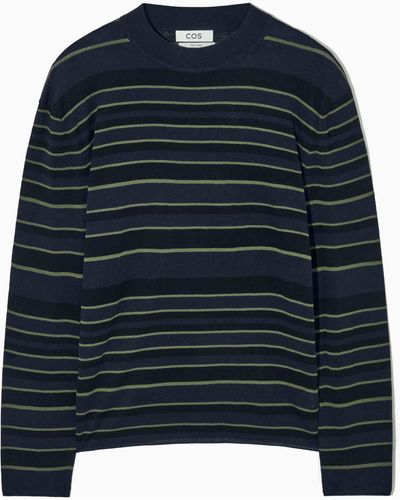 COS Striped Knitted Long-sleeved T-shirt - Blue