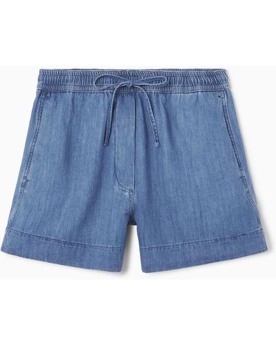 COS Drawstring Denim Shorts - Blue