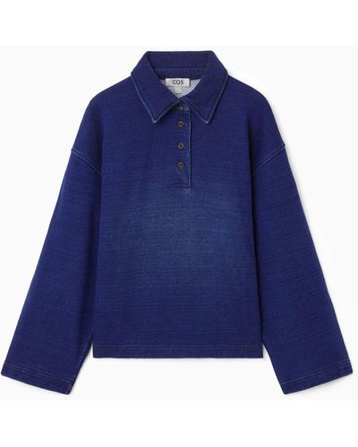 COS Collared Polo Sweatshirt - Blue