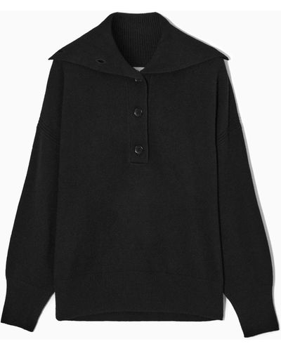 COS Spread-collar Pure Cashmere Jumper - Black