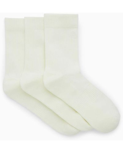 COS 3-pack Ribbed Sport Socks - White