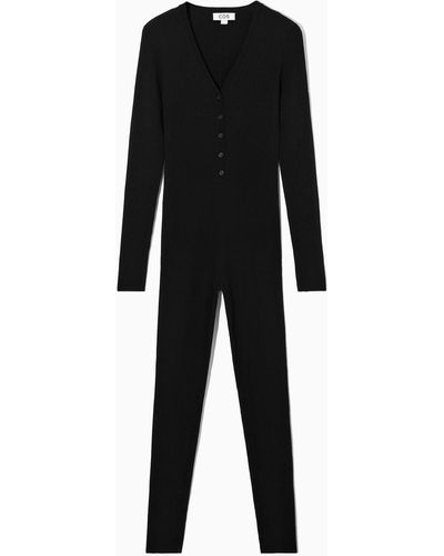 COS Merino Wool Henley Bodysuit - Black