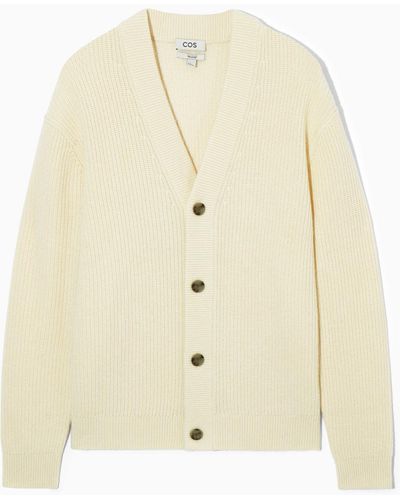 COS Ribbed Wool And Cashmere Cardigan - Natural