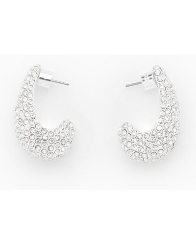 COS Crystal Curved Teardrop Earrings - White