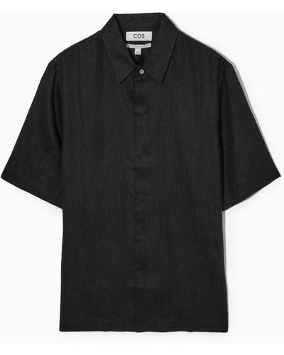 COS Short-sleeved Linen Shirt - Black