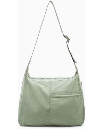 COS Slouchy Nylon Messenger Bag - Green