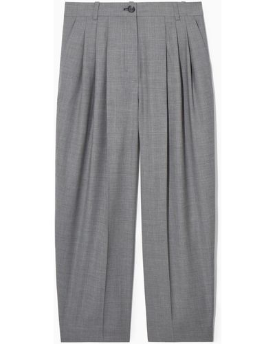COS Barrel-leg Wool Trousers - Grey