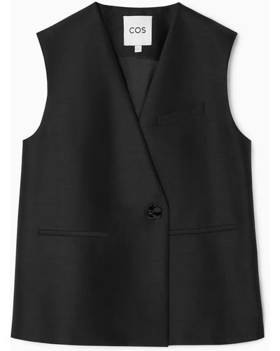COS Button-detail Wool-blend Waistcoat - Black