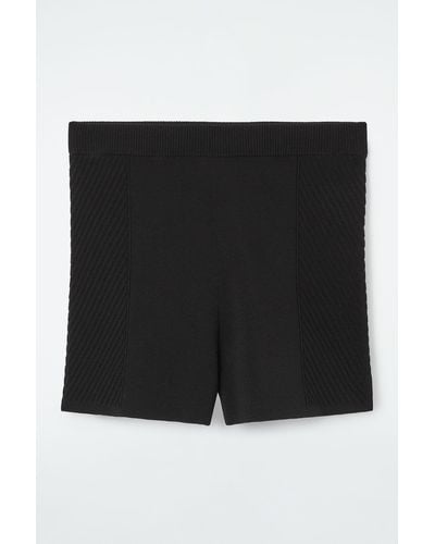 COS Ribbed-knit Shorts - Black