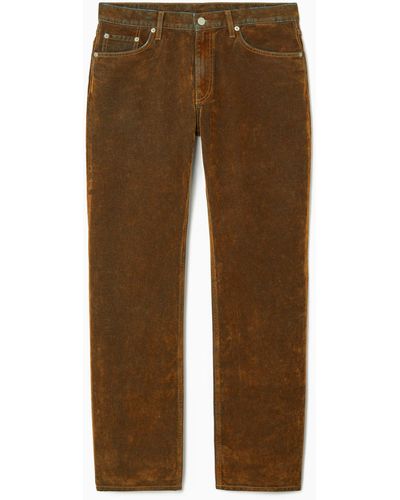 COS Amp Flocked-denim Jeans - Straight - Brown