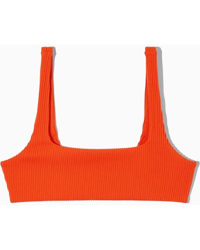 COS Square-neck Ribbed Bikini Top - Orange