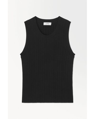 COS The Ribbed-knit Tank Top - Black
