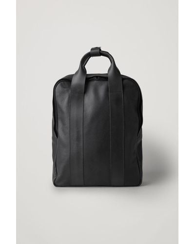 COS Grained Leather Tote Backpack - Black