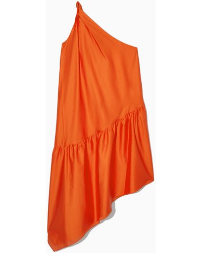 COS Twisted Asymmetric Trapeze Dress - Orange